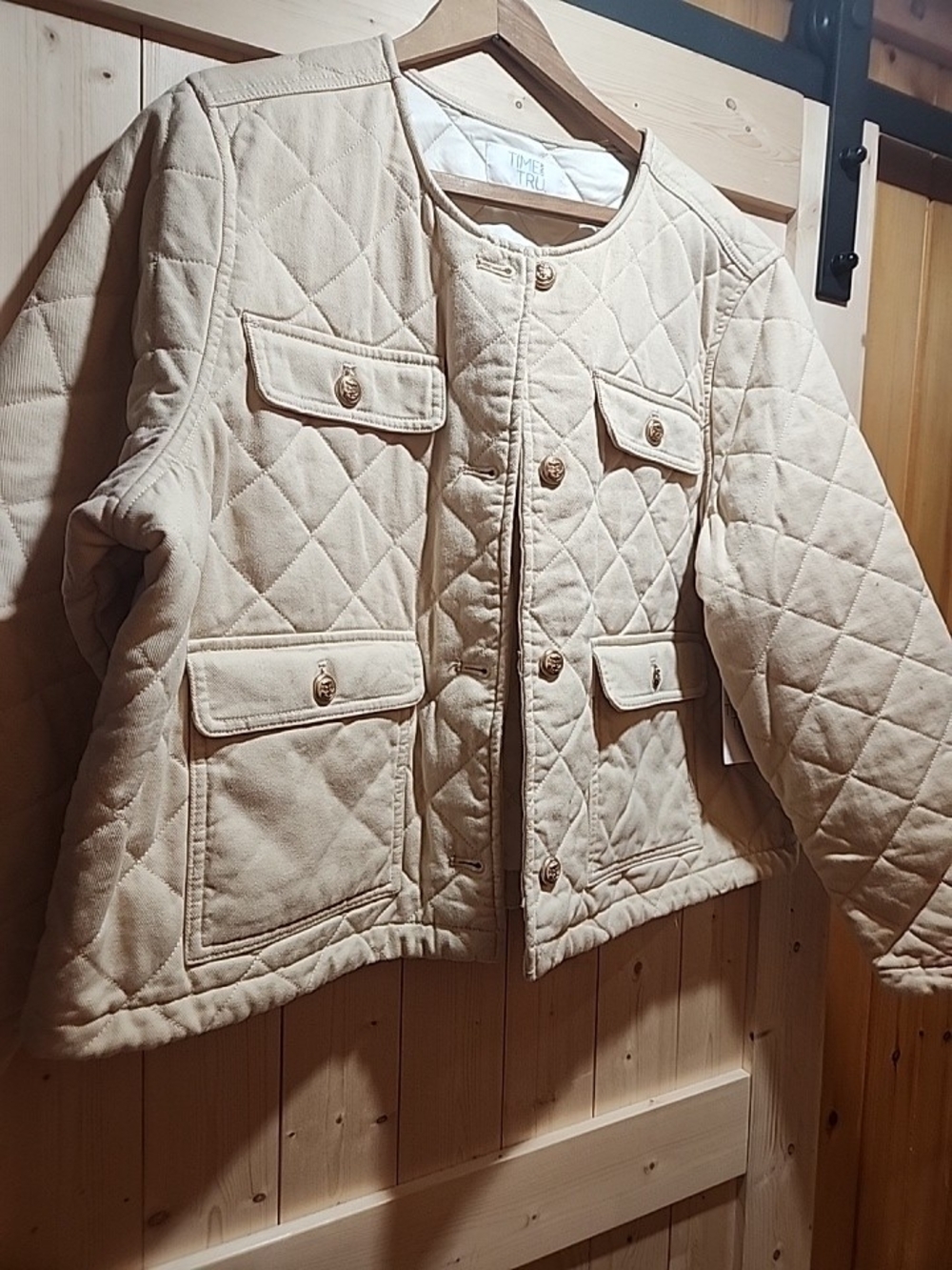 Time&TruQuilted Cream Puffer Jacket Womens XXXL